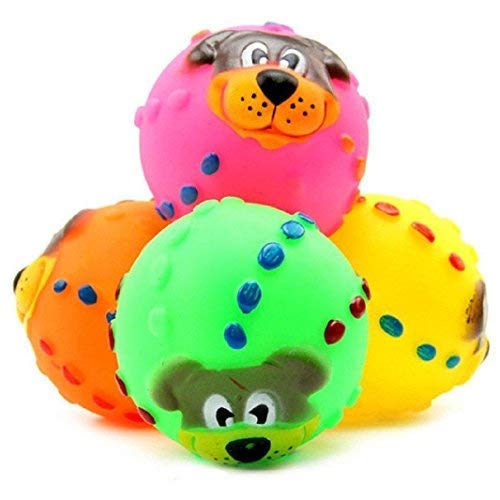 Pet Guard Puppy – Cat Dog Toys Soft Rubber Dog Face Chew Squeaker Squeaky Toys for Small Dog Cat Funny Training Toy Pet Supplies – Dog Toys(Pack of 2) Color May Vary