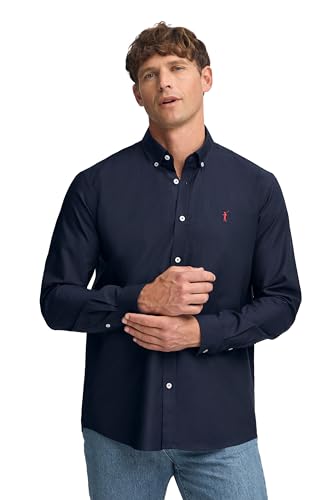 Polo Club Chemise Oxford à Manches Longues Bleu Marine 100% Coton pour Hommes - Regular Fit