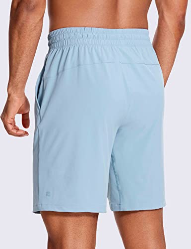 Crz Yoga Men's Linerless Workout Shorts - 9'' Quick Dry Running Sports Athletic Gym Shorts With Pockets Light Grayish Blue Large #TOP1