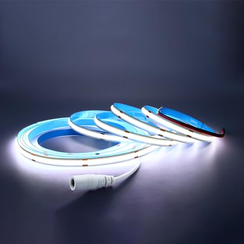 Arotelicht 12V COB LED Strip Lights 2M Cool White 6000K, Super Bright LED Tape dimmable high Density Light 320LEDs/M IP20 Without Adapter for Kitchen, Cabinet, Wardrobe