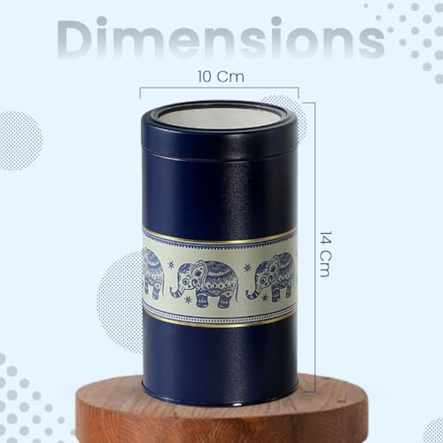 Image of Mandala Collection Airtight Kitchen Container Set| 1400ml- Set of 4| Food Grade Metal Jars for Rice, Atta, Besan & Flour Storage| Vacuum Lid, Rust Resistant| Blue Elephant Canisters