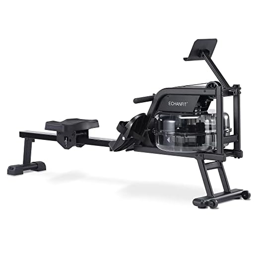 ECHANFIT Water Rowing Machine with 6 x 32 Levels Resistance and Bluetooth, 400 LB Weight Capacity Rower with Digital Monitor Tablet Holder for Home Use