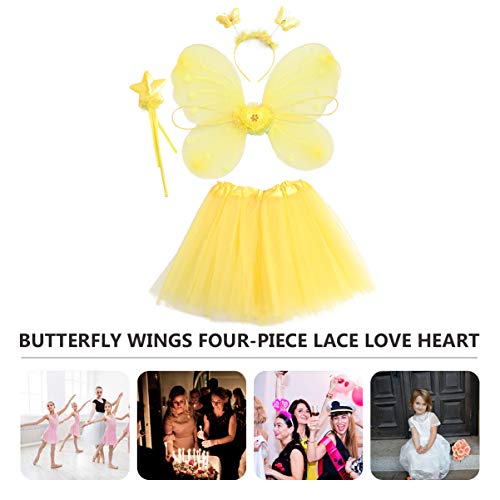 VALICLUD Amarelo Costume Fancy Dress Up para Meninas Asas de Borboleta de Fadas Tutu Fada Varinha E
