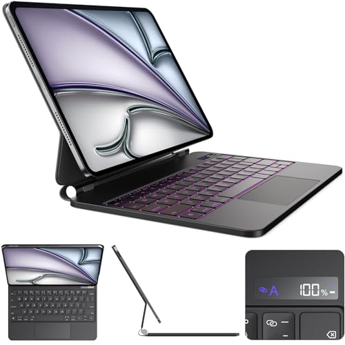 Keyboard Case for iPad Air 11 inch (M4 2026/ M3 2025/ M2 2024),iPad Air 5th/4th Gen & iPad Pro 11 inch(4th/3rd/2nd/1st Gen) case with keyboard,Magnetic Attach,Trackpad,Backlit,Shortcut Keys,Black