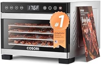 COSORI Food Dehydrator for Jerky, 176°F Temperature Control, 5 Stainless Steel Trays Dryer Machine, 4 Presets, 48H Timer, for Dog Treats, Meat, Fruit, Veggies, Snacks,Bright-Silver