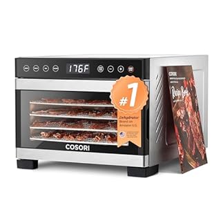 COSORI Food Dehydrator for Jerky, 176°F Temperature Control, 5 Stainless Steel Trays with 5.1 ft² Drying Space, 4 Presets, 48H Timer, for Dog Treats, Meat, Fruit, Veggies, Snacks, Bright-Silver