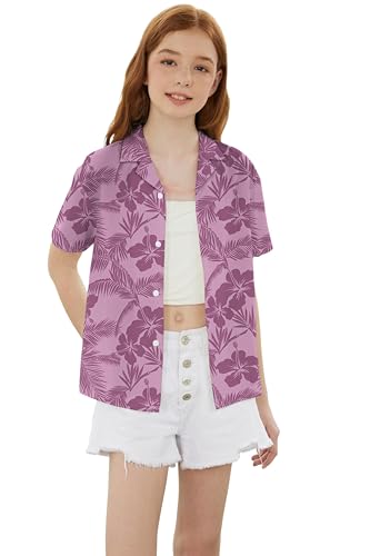 Image of Betusline Girls' and Womens' Hawaiian Shirt Blouse Button Down Beach Shirts