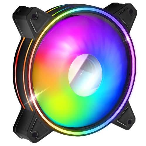 EMPIRE GAMING - Ventilador de Caja Mirror PC Gamer 120 mm - Flujo de aire elevado - RGB Direccionable LED PWM 3 Pines 5 V - Dual Loop – Silencioso – Refrigeración 12 CM - Negro