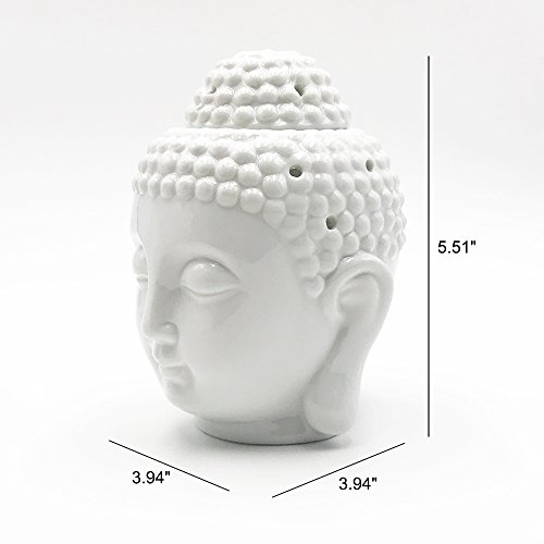 Buddha Head Statue Oil Burner Translucent Ceramic Aromatherapy Diffusers Home Decor (White) - Thumbnail 6