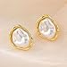 Baroque Pearl Stud Earrings For Women 14k Gold Plated Irregular Pearls Earrings Chunky Big Pearl Earrings Vintage pearl Statement Earrings Jewelry Gift For Women (Gold A)