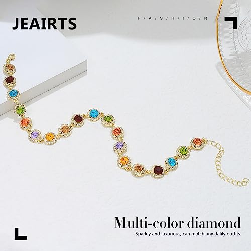 JEAIRTS Multi-color Rhinestone Choker Necklace Sparky Crystal Chokers Glitter Party Prom Necklace Chain Jewelry for Women4
