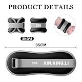 Ankle Weights 0.5kg-2kg Adjustable Neoprene Pair for Women Men, Pilates Fitness Running Walking Gym Strength Training, Wrist & Leg Sandbag Weights Set (Black - 4kg（2kg*2）) - Image 2