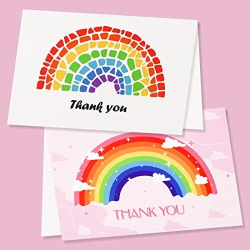 Thank You Cards Multipack Rainbow Style Eco friendly Thankyou Card with Envelope Keychain for Birthday Wedding Graduation Teacher Gifts