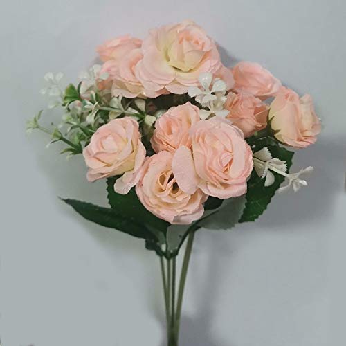 BAIHUO15 roses artificial flowers wedding scene arrangement flowers living room desk home decoration artificial flower accessories (Color : Light Pink)