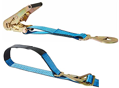 Mytee Products (4 Pack 2" X 8' Tie Down Ratchet Axle Straps With Snap Hooks With D-Ring And Protective Sleeve, 10,000Lbs Capacity - Race Car Trailer Car Hauler Towing #TOP3