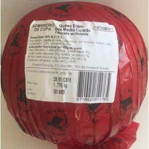 Edam Semicurado Queso Bola Sombrero de Copa 1,8 kg