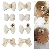 Baby Hair Clips 2'' Toddler Girl Hair Bows Set 8Pcs Fully Covered Barrettes Infant Small Hair Accessories for Newborn, Kids Fine Hair