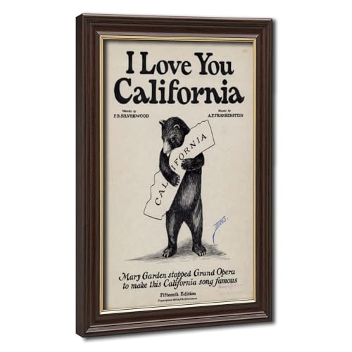 Toile I Love You California 1913 souvenir vintage et cadre suspendu en bois