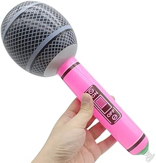 LRMYS 32CM Inflatable Microphone, Big Size Blow Up Disco Party Mic Toy for Kids Educational Christmas Birthday Stage Performance Accessories, Pink 1 Pack