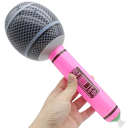 LRMYS 32CM Inflatable Microphone Big Size Blow Up Disco Party Mic Toy for Educational Christmas Birthday Stage Performance Accessories Pink 1 Pack