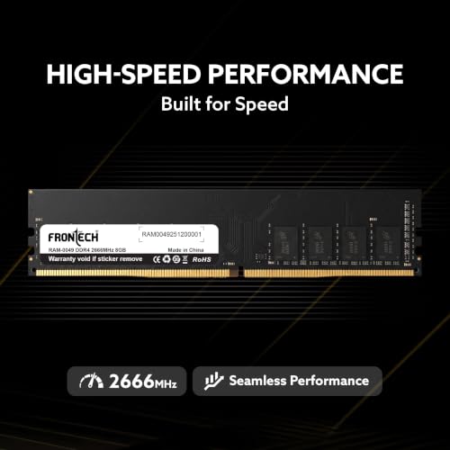 Image of FRONTECH 8GB DDR4 Desktop RAM 2666MHz UDIMM, 288-Pin PC4-21300 Memory Module, 1.2V CL19 Non-ECC Unbuffered, Plug & Play, High-Speed Desktop Memory Upgrade, 3 Years Warrenty (RAM-0049)