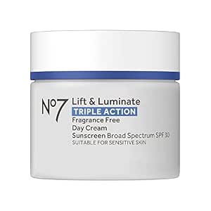 No7 Lift & Luminate Triple Action Face Cream - Fragrance Free with SPF 30, 1.69 Oz