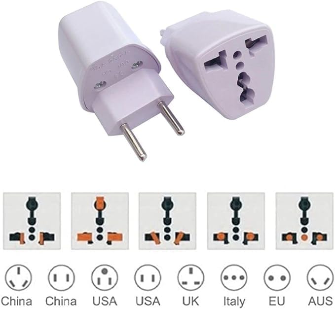 KIT 3 Adaptador De Tomada Universal Padrão Europeu UK Para Brasileiro Bivolt 10a Benjamin Internacional Com Plug Nacional Portátil Para Viagens Preto E Branco LINHA PREMIUM DUPIN (BRANCO)