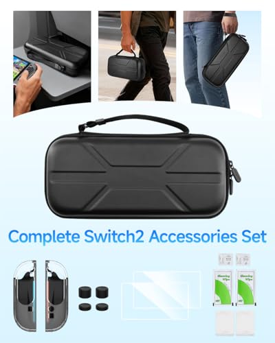 Estuche para Nintendo Switch 2 HolyFort con kit de accesorios 14 en 1 y protectores 7