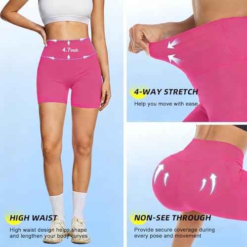 Image of FULLSOFT High Waisted Biker Shorts for Women-5 inch Tummy Control Fitness Athletic Workout Running Yoga Gym Shorts
