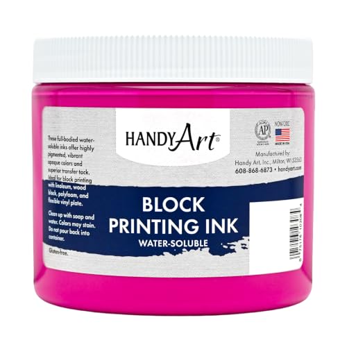 Handy Art Block Printing Ink, Magenta, 16 oz Jar, Water-Soluble