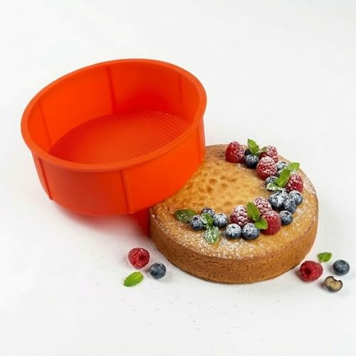 Image of Aditi Silicon Mould, Round (6 inches) | BPA Free, Non Toxic & Non-Stick | Premium Food Grade Quality | Reusable & Heat Resistant Mould | Soft, Flexible & Durable | Ideal for Baking Cake
