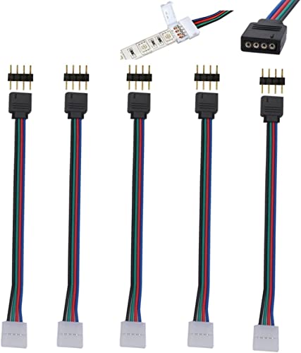 WOWLED 5X 10mm 4 Pin RGB 5050 3528 LED Strip Light PCB Connectors Adapter Cable for TV Backlight Cupboard Strips