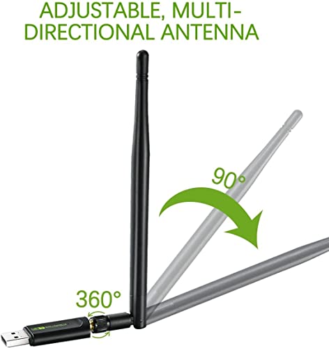 Image of VNJ WiFi USB Bluetooth Adapter with Antenna, 600Mbps Dual Band 2.4 /5Ghz, 2 in 1 WiFi Bluetooth4.2 Adapter Wireless Network External Receiver, Network Dongle for PC /Laptop /Desktop