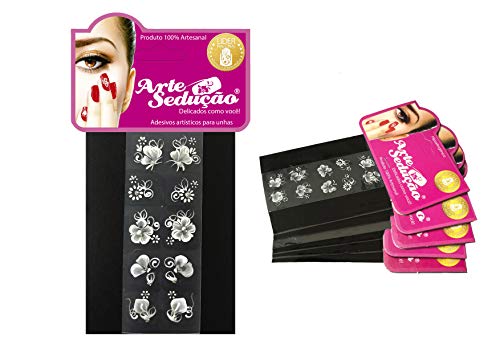 Kit 50 Adesivos Unhas Arte Sedução, Artesanal, Branquinho