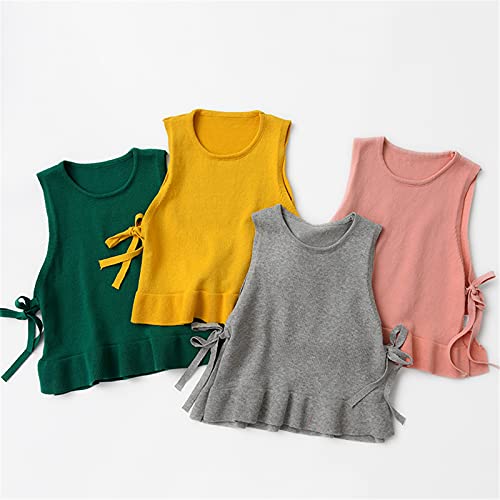Yiqinyuan Children Knitted Vest Girls Sleeveless Sweater Solid Color Girls Waistcoat2