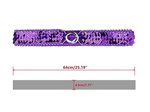 Allegra K Womens Glitter Skinny Stretchy Waist Belts Sequins Decor Slim Elastic Belts 2PCS3