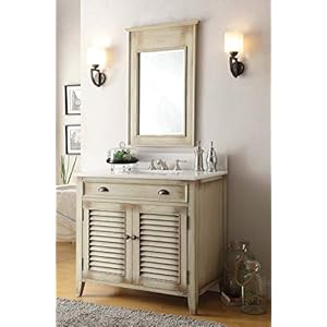 Benton Collection 36” Abbeville Farmhuose Distressed Rustic Beige Bath Vanity and Mirror CF-28324W-MIR Benton Collection 36 Abbeville Farmhuose Distressed Rustic Beige Bath Vanity and Mirror CF 28324W MIR