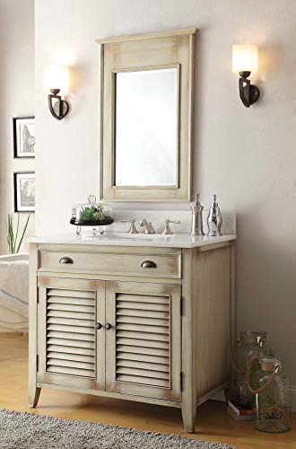 Benton-Collection-36-Abbeville-Farmhuose-Distressed-Rustic-Beige-Bath-Vanity-and-Mirror-CF-28324W-MIR Benton Collection 36 Abbeville Farmhuose Distressed Rustic Beige Bath Vanity and Mirror CF 28324W MIR
