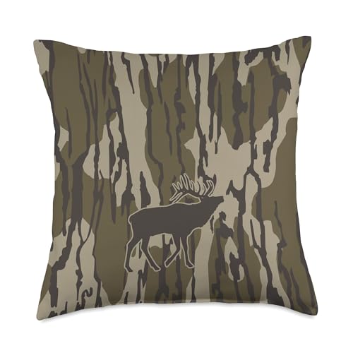 Bottom lands Camo Hunting Elk Throw Pillow