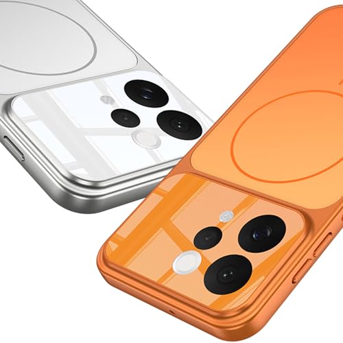 Image of BOUNCEBACK Shockproof Rubber + Glass Hybrid Back Case Cover Support Mag - Charge for Vivo V70 / Vivo V70 Elite - Silver