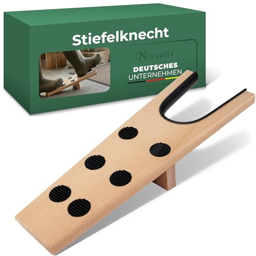 Novaliv Stiefelknecht aus Holz Stiefelauszieher mit Anti-Rutsch Gumminoppen | Für Gummistiefel Reitstiefel & Wanderschuhe | Stiefelzieher Ausziehhilfe