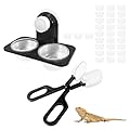 WORUIB 3in1 Gecko Accessories Set, Reptile Feeding Tongs, Food Bowl, for Reptile, Hedgehog, Hamsters, Guinea Pig,Lizard, Spider Bearded Dragon (with 1 Feeding Platform,30 Small Cups,1 Clip)