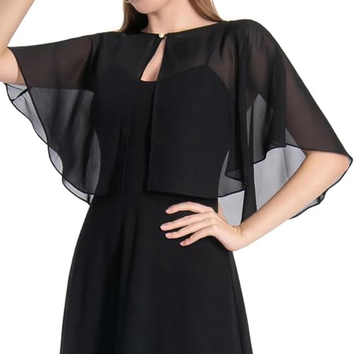 Shawl Wraps for Women, Elegant Black Formal Shawl for Evening Dresses Soft Gauze Chiffon Sheer Dress Shawl and Wraps for Wedding, Evening Party, Formal Dresses, Shawl Wraps for Women