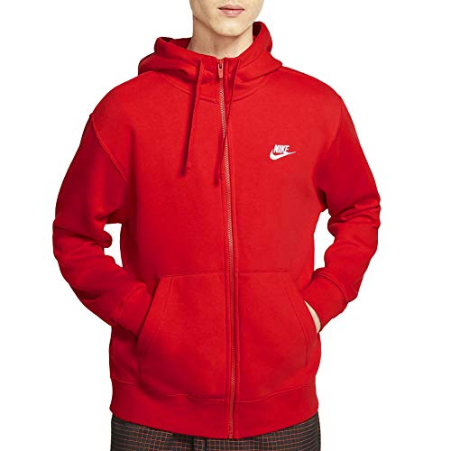 Nike Men's Sportswear Club Fleece Full Zip Hoodie, Fleece Zip-Up Hoodie Men, University Red/University Red, XL-T