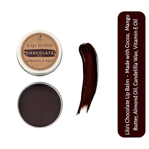 Image of Chocolate Lip Balm for Dry, Chapped and Pigmented Lips | Enriched with Cocoa, Almond Oil & Candelilla Wax | Deeply Nourishing Lip Care for Dark and Cracked Lips | All Natural, Handmade, Plant Based, Vegan and Chemical Free | 10 g | Pack of 1