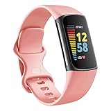 Replacement Bands Compatible with Fitbit Charge 5 Bands/Fitbit Charge 6 Bands for Women Men, Silicone Fitness Sport Wristbands for Women Men Small Large (Large, Peach)