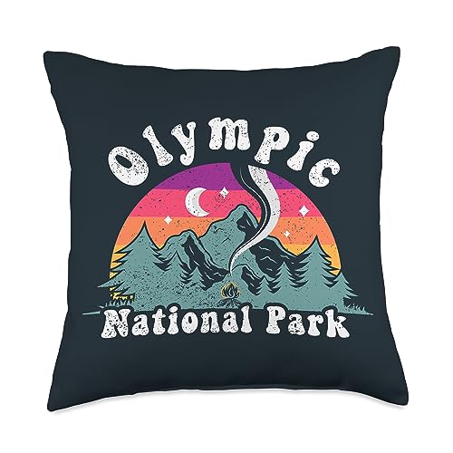 Olympic National Park Souvenirs Olympic Mountain Washington National Park Throw Pillow, 18x18, Multicolor