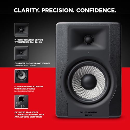 M-Audio BX5 D3 |Compact 2-Way 5 Inch(12.7cm) Active Studio Monitor Speaker for Music Production and Mixing