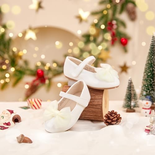 Image of PHIRAMIN Toddler Flower Girl Dress Shoes - Little Girl Mary Janes Flats Wedding