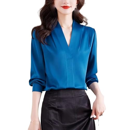 Chemisier en satin chic femme haut vintage de bureau manche longue